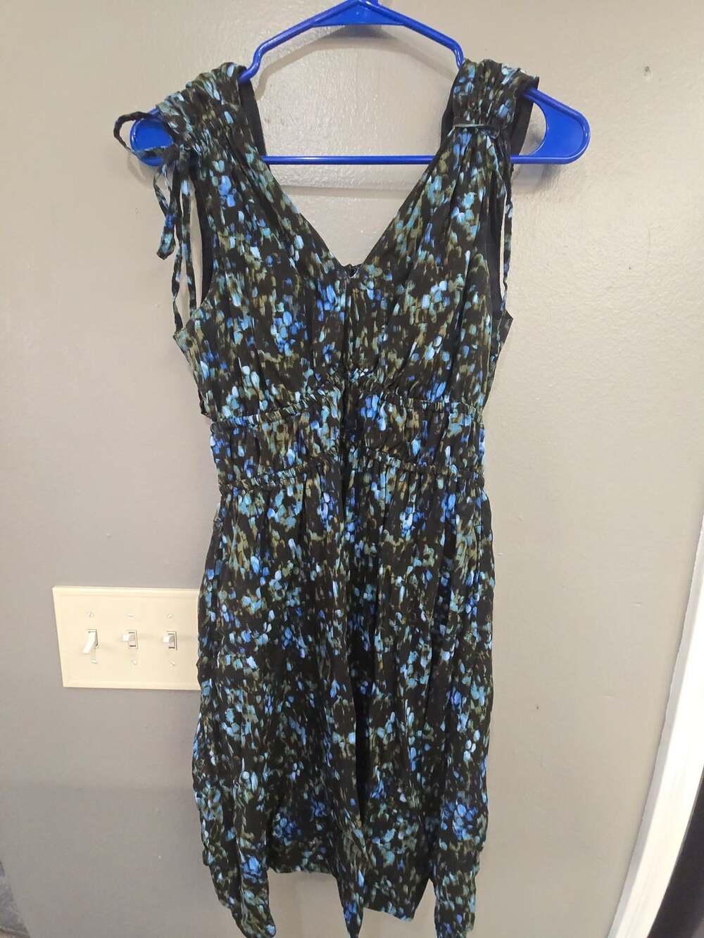 Time And Tru Dress Size XS (0-2) Blue Black Floral Smocked Mini